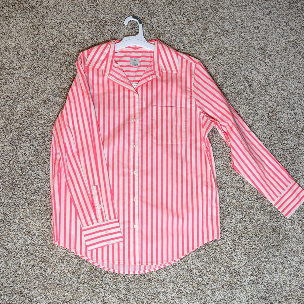 a new day Pink Striped Button Down Shirt